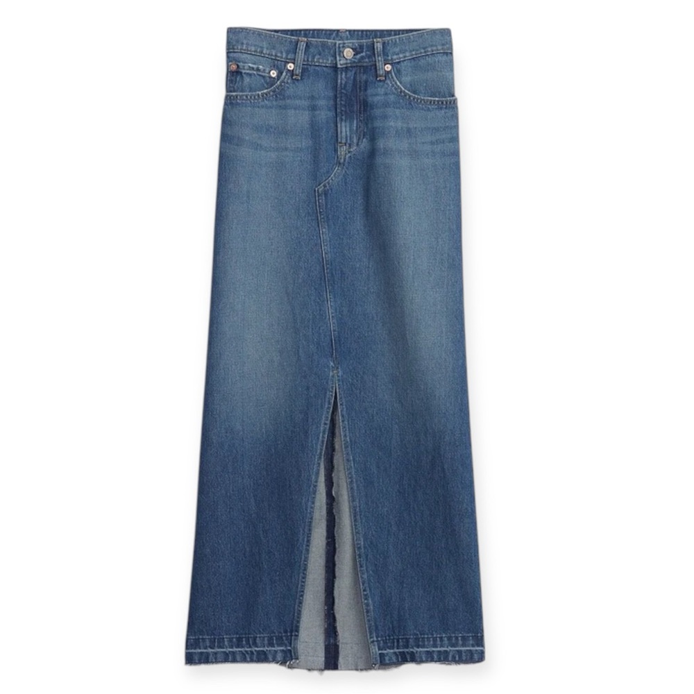GAP Denim Maxi Skirt with Front Slit - Blue